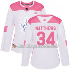 Naisten NHL Toronto Maple Leafs Pelipaita Auston Matthews 34 Adidas 2017-2018 Valkoinen Vaaleanpunainen Fashion Authentic